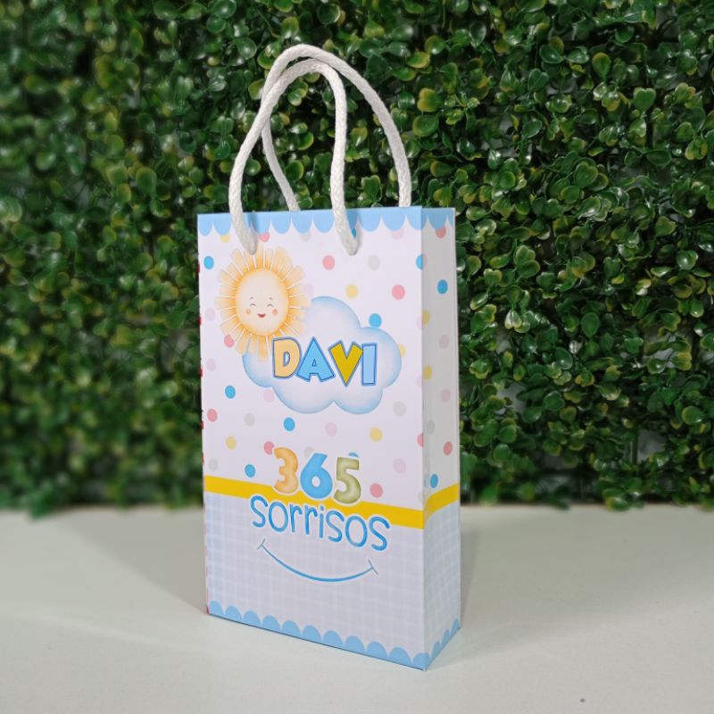 10/15/25 SACOLINHA SURPRESA 365 SORRISOS  1° VOLTA AO SOL LEMBRANCINHA PERSONALIZADA FESTA ANIVERSÁRIO PEGUE E MONTE
