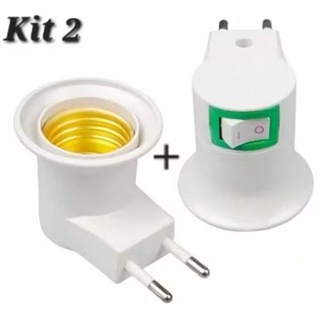 KIT 2 Soquete Bocal P/lâmpada E27 Tomada Botão Liga Desliga em Oferta na Shopee