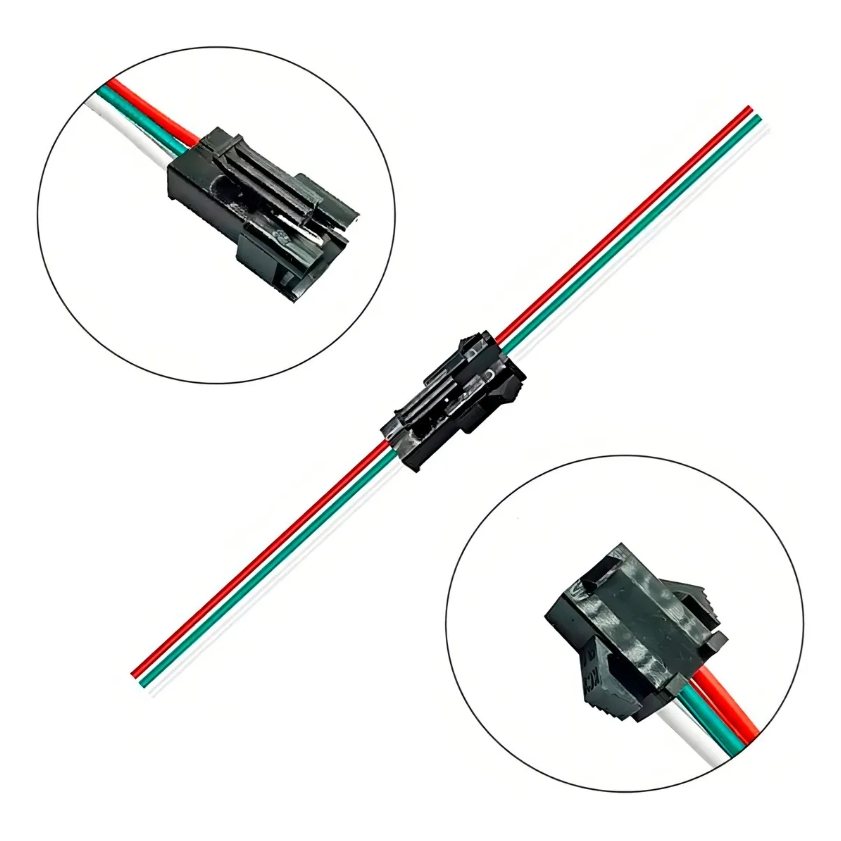 Par Conector Jst 3 Pinos Macho Fêmea 15cm Plugue Chicote Elétrico Sm 3 Vias Rabicho Para Led Fita Sensor Drone Robótica