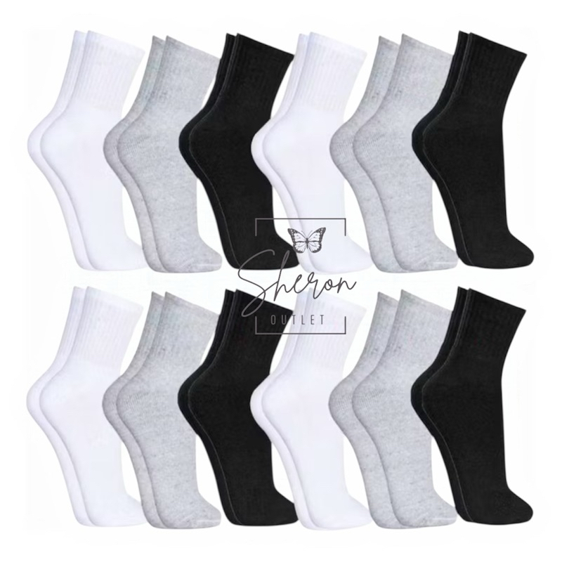 Kit 3/6/12 Pares de Meias Cano Alto Unissex Masculina e Feminina Qualidade Premium veste do 40 ao 46