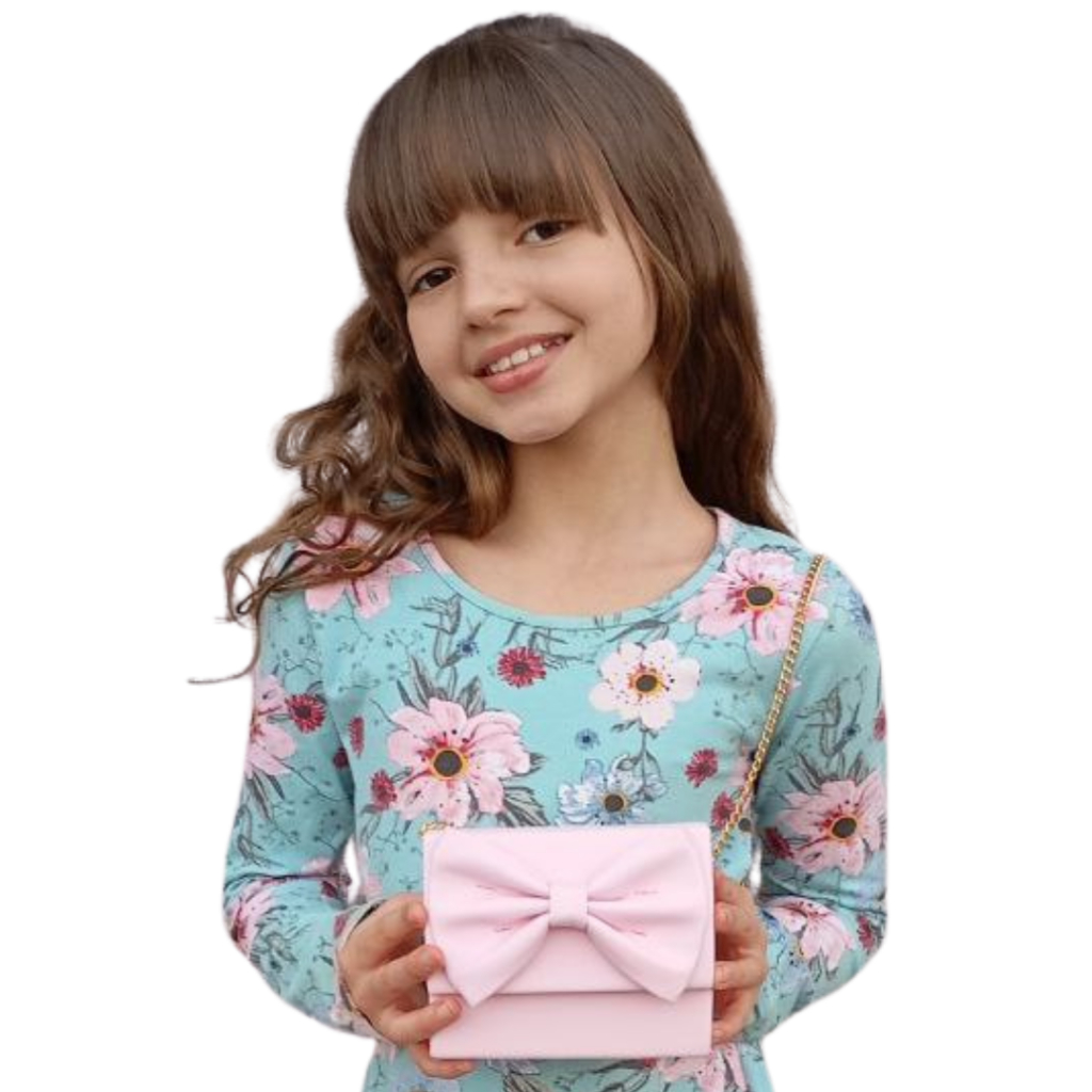 Bolsa Infantil com Laço, Bolsinha Blogueirinha de Menina, Rosa, Nude e Preto Luxo  Tendencia 2026.