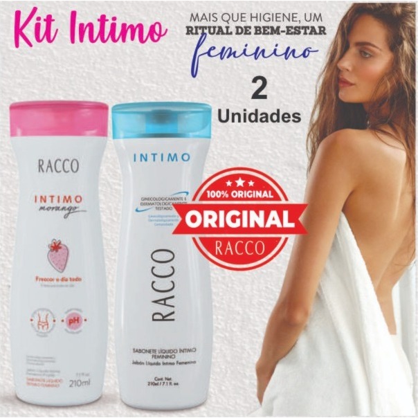 Kit Sabonete Líquido Íntimo Racco Feminino Morango e Tradicional 210ml - Higiene e Proteção