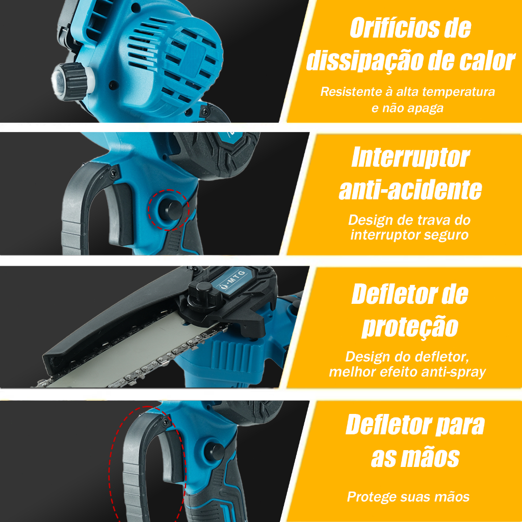 Motosserra Elétrica 48V Bivolt - Kit Completo c/ 2 Baterias Sem Fio para Jardim · foto 2