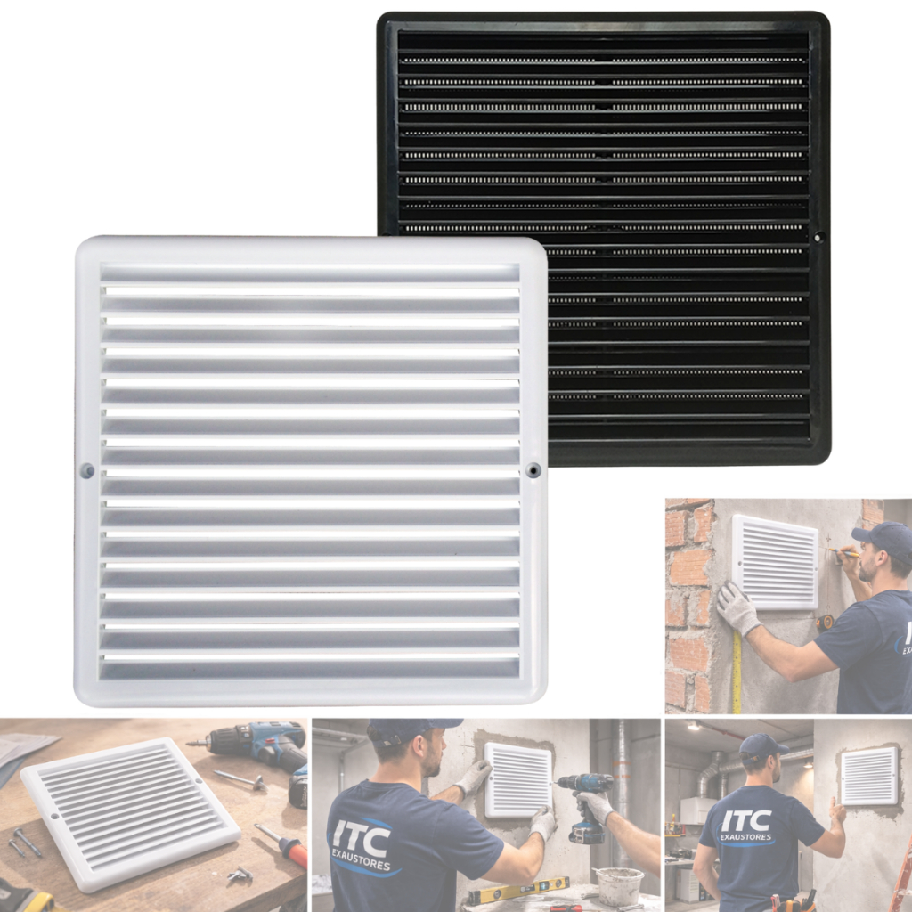 Grade ITC Grelha De Ventilação Plástica Quadrada Com Tela Anti-Inseto Vários Tamanhos