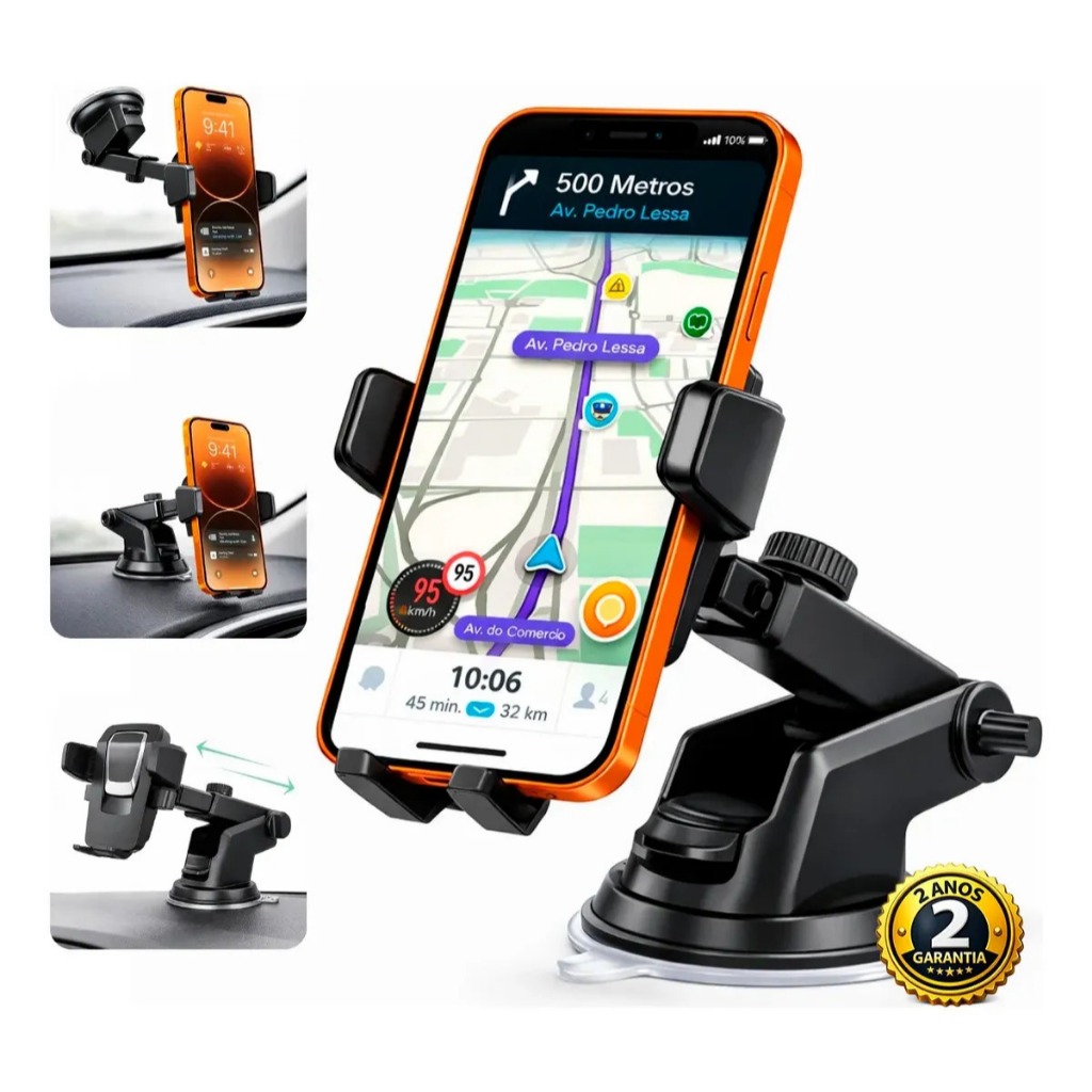 Suporte Celular Carro 360 Universal Giratorio Veicular Ventosa Mesa Gps Articulado Magnetico Painel