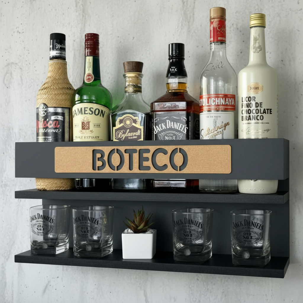 Barzinho de Parede Bar Suspenso para Bebidas Decoração Churrasco Área de Festas Sala