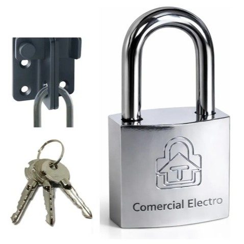 Cadeado Tritan Chave Tetra 38mm Pra Armario Corrente Vitrine Mista em Oferta na Shopee