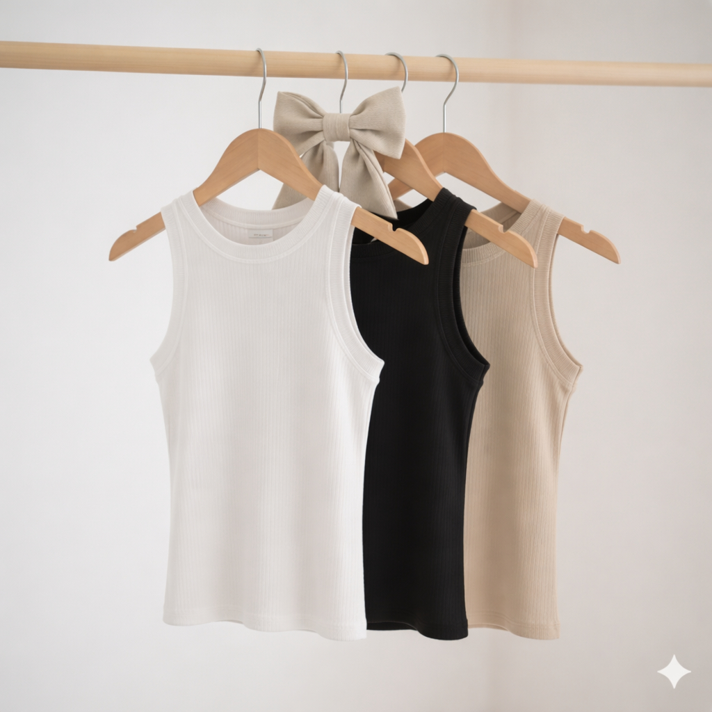Kit 3 Regatas Infantil Menina Ribana Premium Macia Cores Sortidas Verão