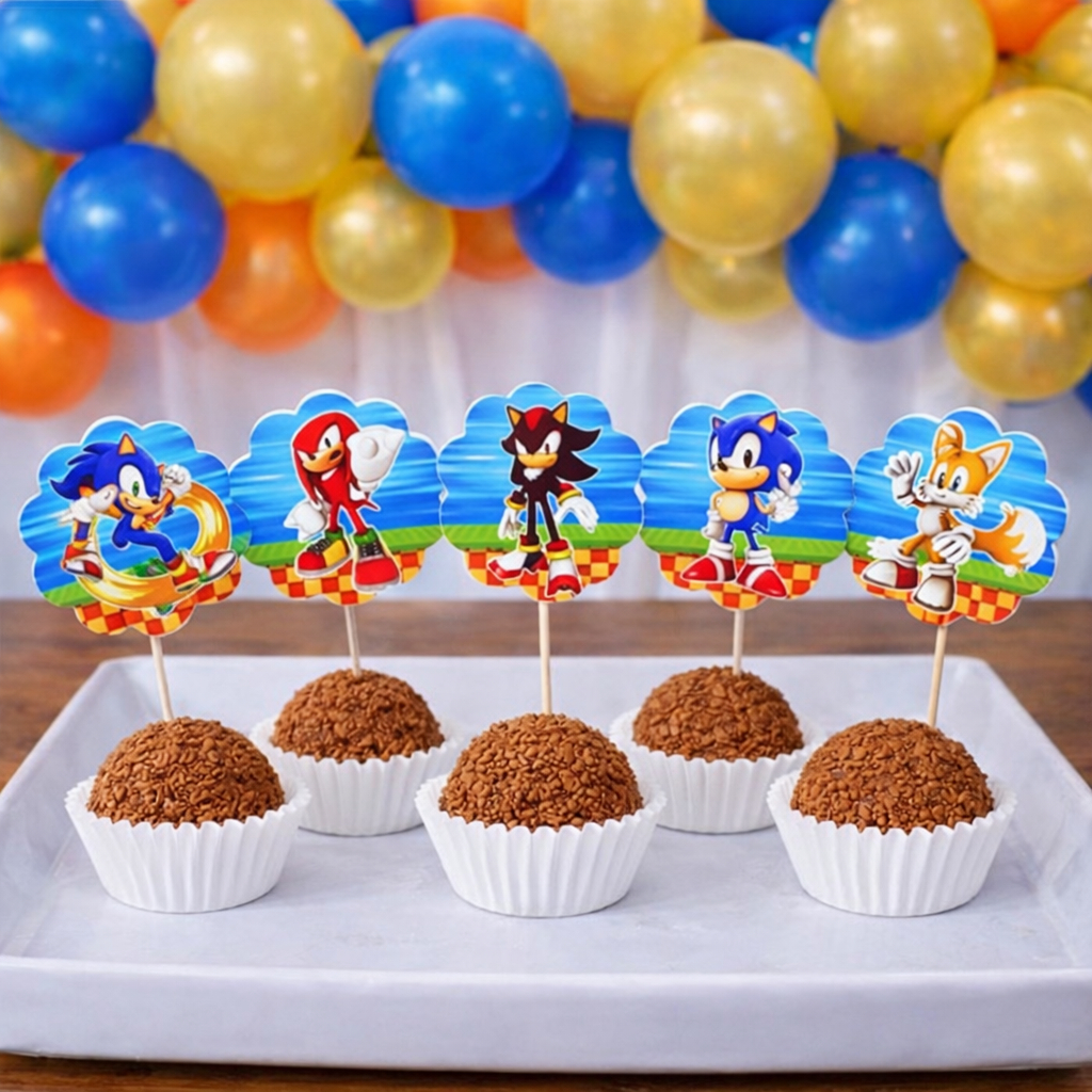Topper de docinhos ou cupcake Sonic/tags Sonic/ Festa Sonic/ Aniversário Sonic/ Mesversário Sonic