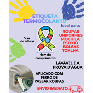 Kit Etiqueta Termocolante Símbolo Laço Autismo p/ Roupa Uniforme Identificação TEA Espectro Autista Envio Rápido em Oferta na Shopee
