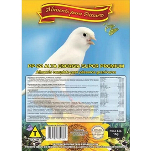 1kg Farinhada Ração Pássaros Pp22 Alta Energia Super Premium