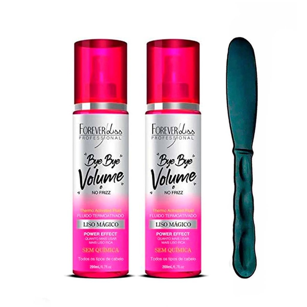 Kit 2 Bye Bye Volume No Frizz Liso Mágico Forever Liss 200ml
