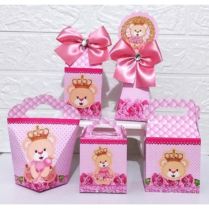 Kit Festa URSINHA PRINCESA  - Caixinhas Lembrancinhas Personalizadas PARA MONTAR