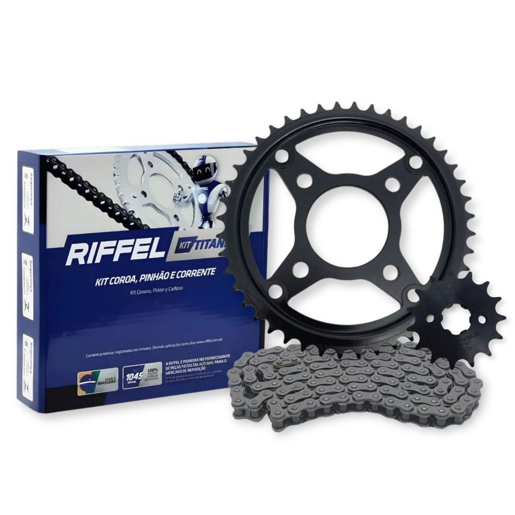 Kit Relação Riffel Cg Titan 160 Fan Start Cargo 2016 a 2025 Aço 1045 em Oferta na Shopee