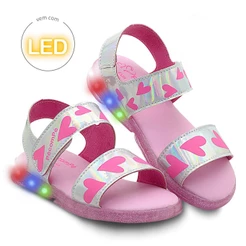 Sandália Feminina Papete Infantil Menina Com Luzes De Led Pé com Pé