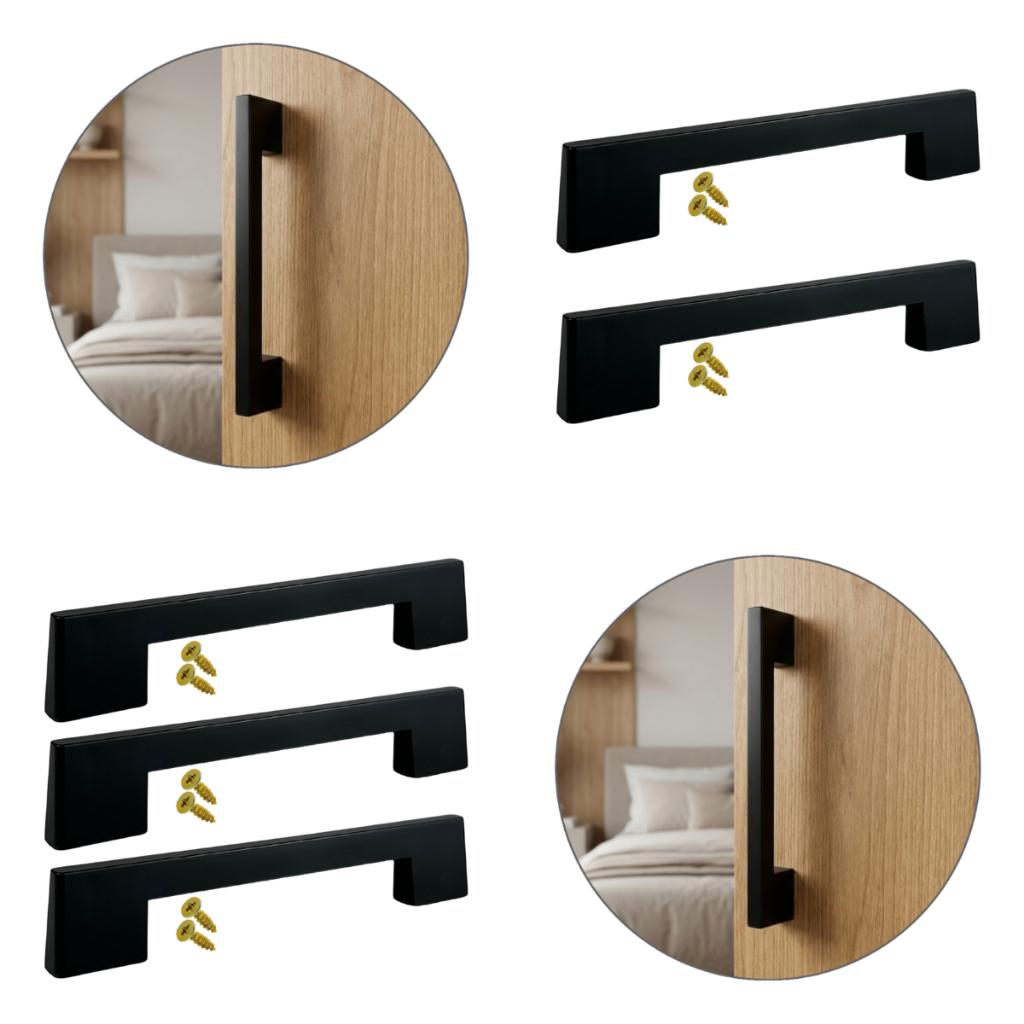 Kit 5 Puxador 160mm Móveis Gaveta Porta Armário Roupeiro - Preto - Alça / Londres