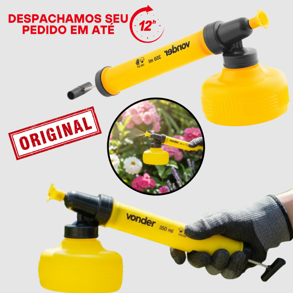 Kit Pulverizador Borrifador 350ml Vonder Tipo Bomba Resistente para Plantas Limpeza
