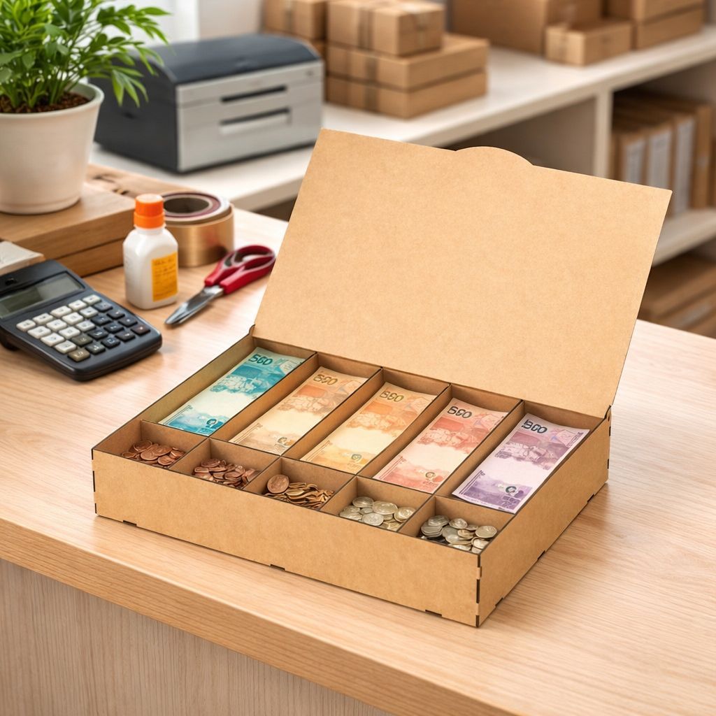 Caixa Para Dinheiro Notas e Moedas Em Mdf Com 10 Divisórias PROMOÇÃO em Oferta na Shopee