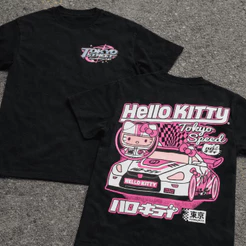 Camiseta/Camisa Streetwear Y2K Carro Kitty Rosa - Estilosa e Confortável T-Shirt Men's Shirt 100% Masculino Premium