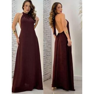 Vestido Longo Gola Alta Frente Única Costa Nua Festa Madrinha Formatura em Oferta na Shopee