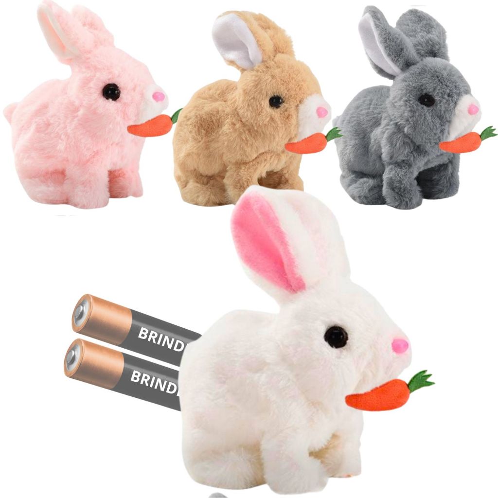 Coelho de pascoa de pelúcia infantil brinquedo pula anda e emite som interativo educativo divertido coelhinho criança em Oferta na Shopee