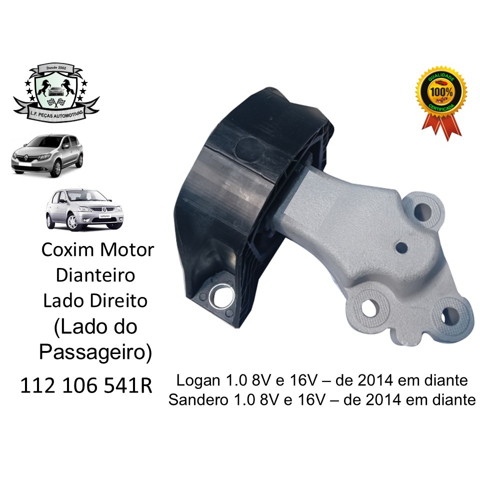Coxim Motor Dianteiro  Lado Direito Renault Logan 1.0 8V e 16V, Renault Sandero 1.0 8V e 16V
