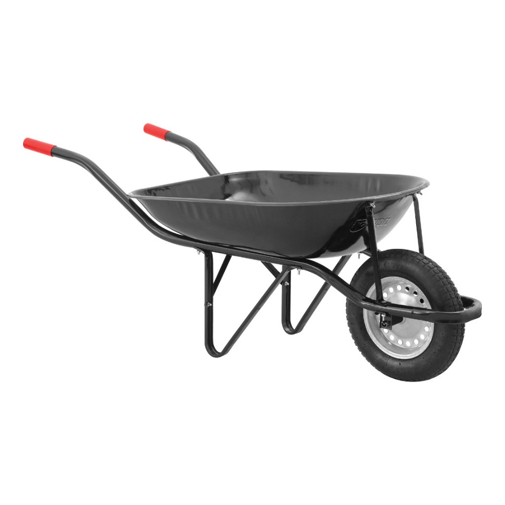 Carrinho de Mão com Pneu e Câmara Caçamba Redonda NOVE54 100kg Resistente Construção Preto · foto 2