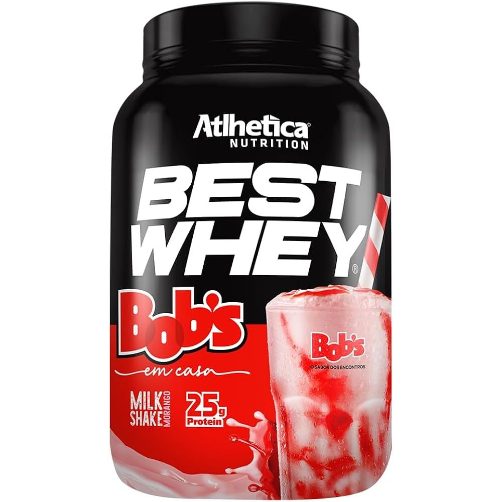 Best Whey (900g) - Atlhetica Nutrition Milk Shake de Morango Bobs, Best Whey Achocolatado Toddy