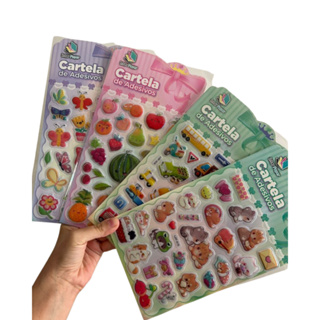Kit Cartela de Adesivos 3D Infantil Grande – Stickers Alto Relevo Coloridos Decorativos Vários Modelos em Oferta na Shopee
