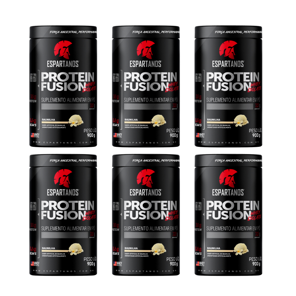 6x Protein Fusion Whey Isolate 900g - Kit Atacado Cx Fechada