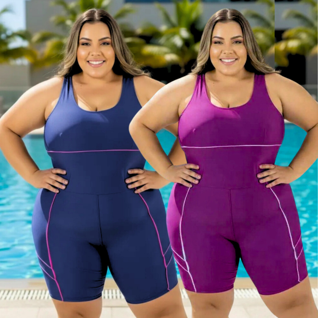 Maiô Macaquinho Hidroginástica e Academia Fitness Plus Size XG Roupa de Banho e Treino em Oferta na Shopee