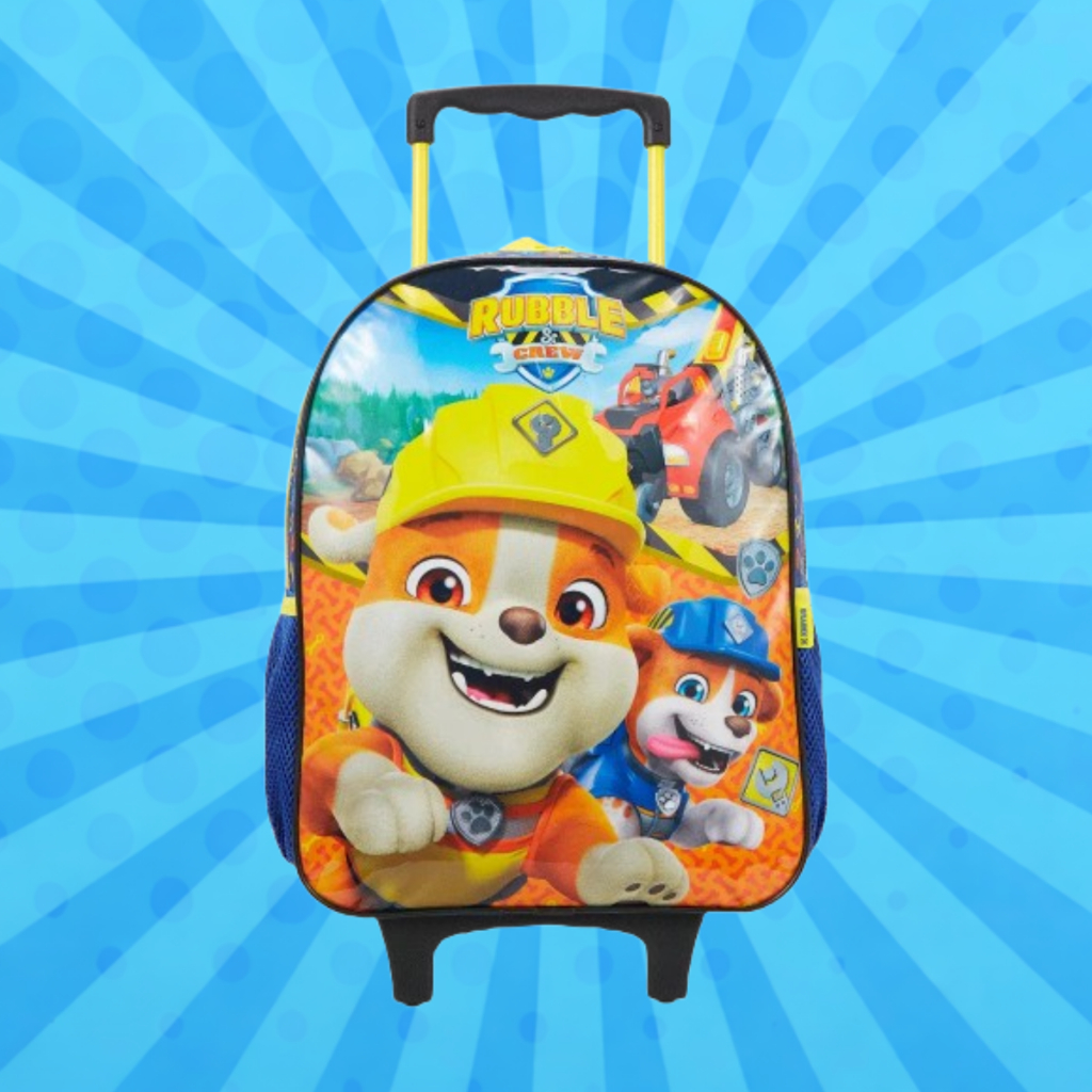 Mochila Infantil Rubble Patrulha Canina com Rodinhas Volta Escolar Original Xeryus 13460