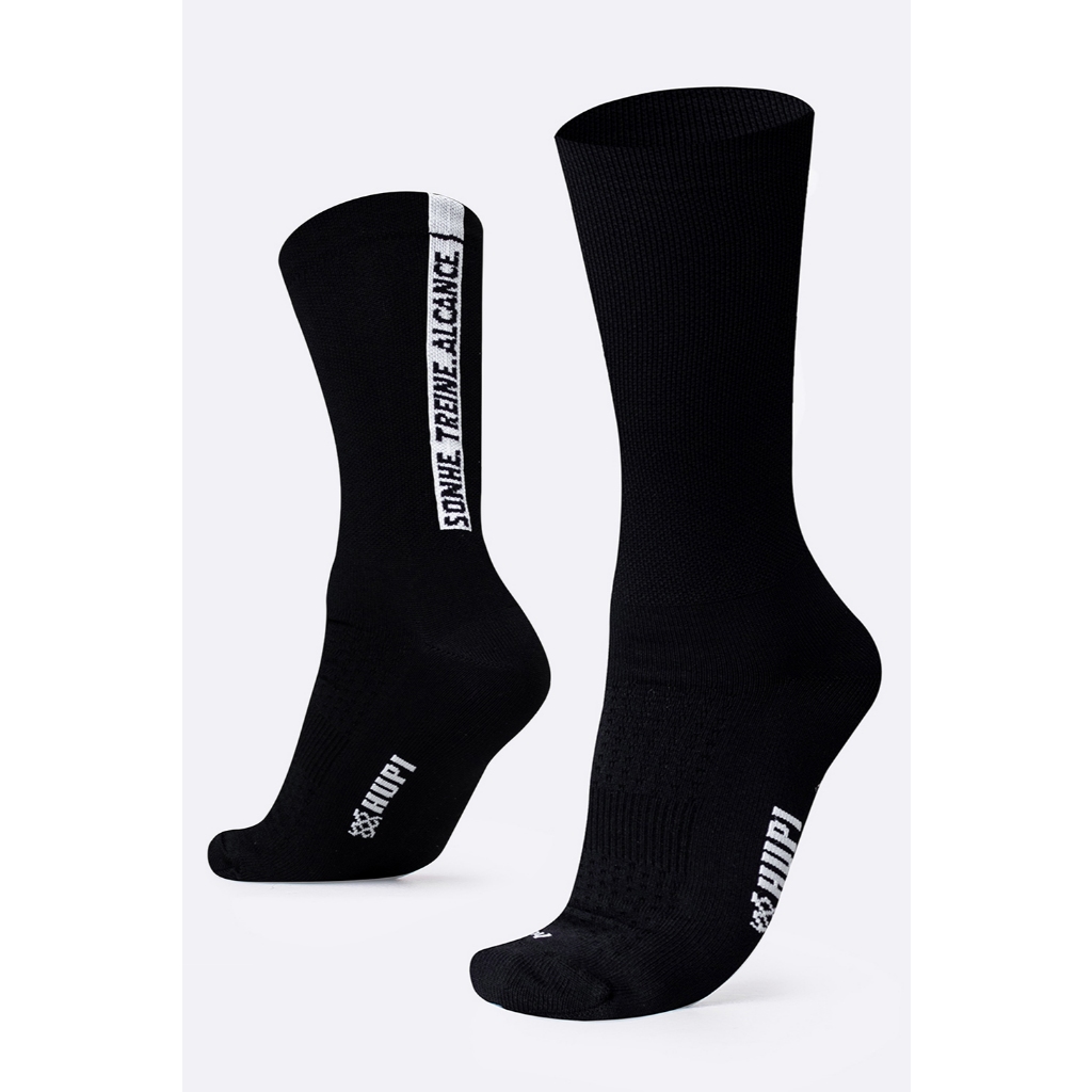 Meia Esportiva HUPI Sonhe Treine Alcance Preto