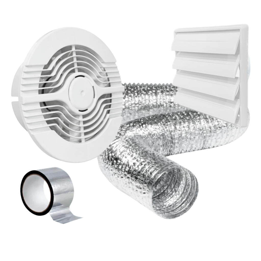 Exaustor Ventilador Banheiro 100mm Com Grade  E Duto Silencioso Banheiro Lavabo Closet 110v 220v em Oferta na Shopee