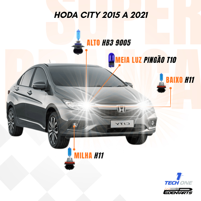 Kit Lâmpadas Honda City 2015 a 2021 Super Brancas TechOne + Brinde em Oferta na Shopee