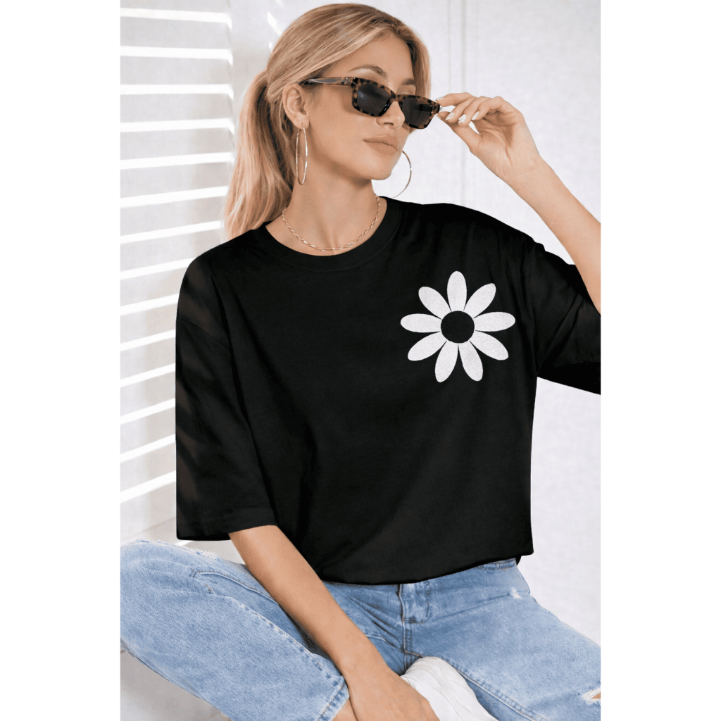 Camisa Camiseta Cores Variadas Feminina Girassol Blusa Estilosa Confortável 100% Algodão