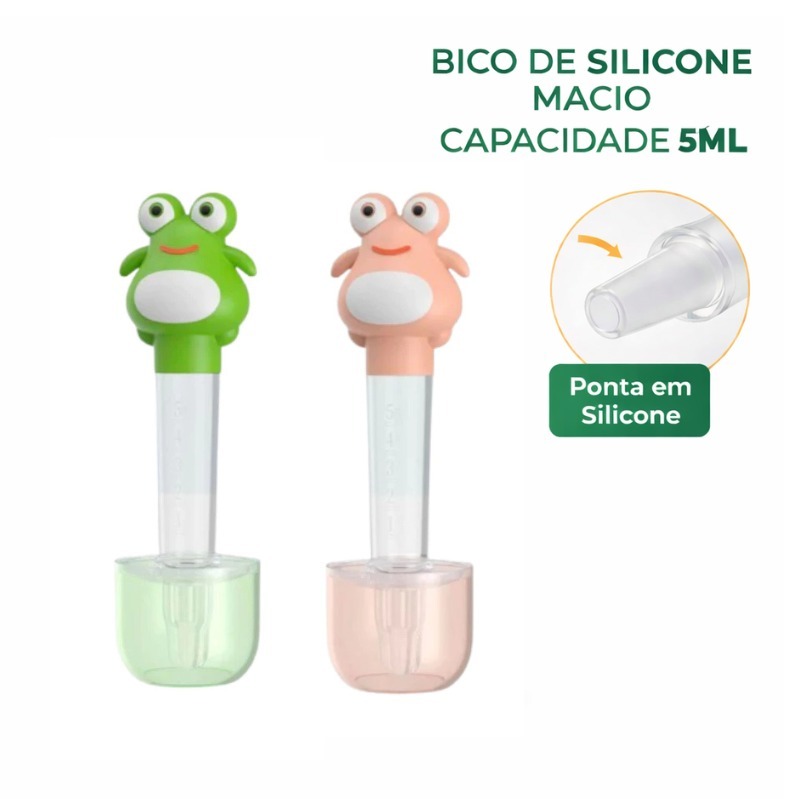 Dosador de Remédio Sapinho Infantil 5ml com Bico de Silicone Macio – Seringa Oral Bebê MENINO MENINA