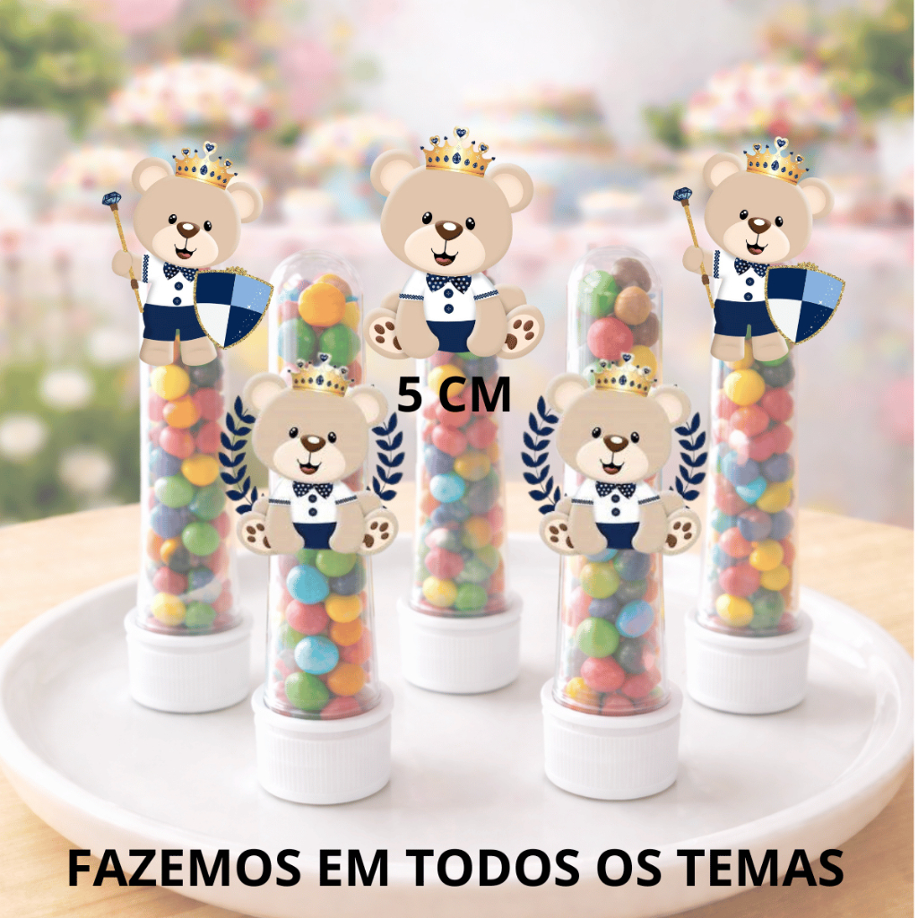 Ursinho Princípe Aplique 3,5 CM - 5CM - 8CM  pra Festa Infantil Tags Topper pra Aniversário Infantil