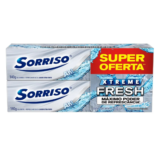 kit 2 Creme Dental Gel Sorriso Xtreme Fresh Xtra Forte 140g cada em Oferta na Shopee