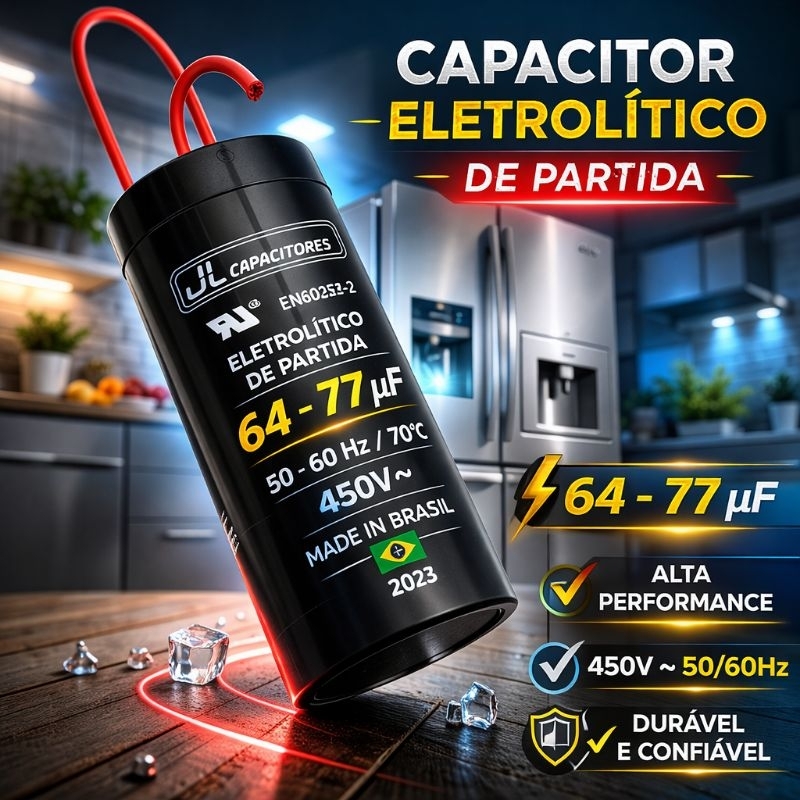 Capacitor Eletrolítico de Partida *UL3-30* para Geladeira - 64-77uf - 50/60Hz