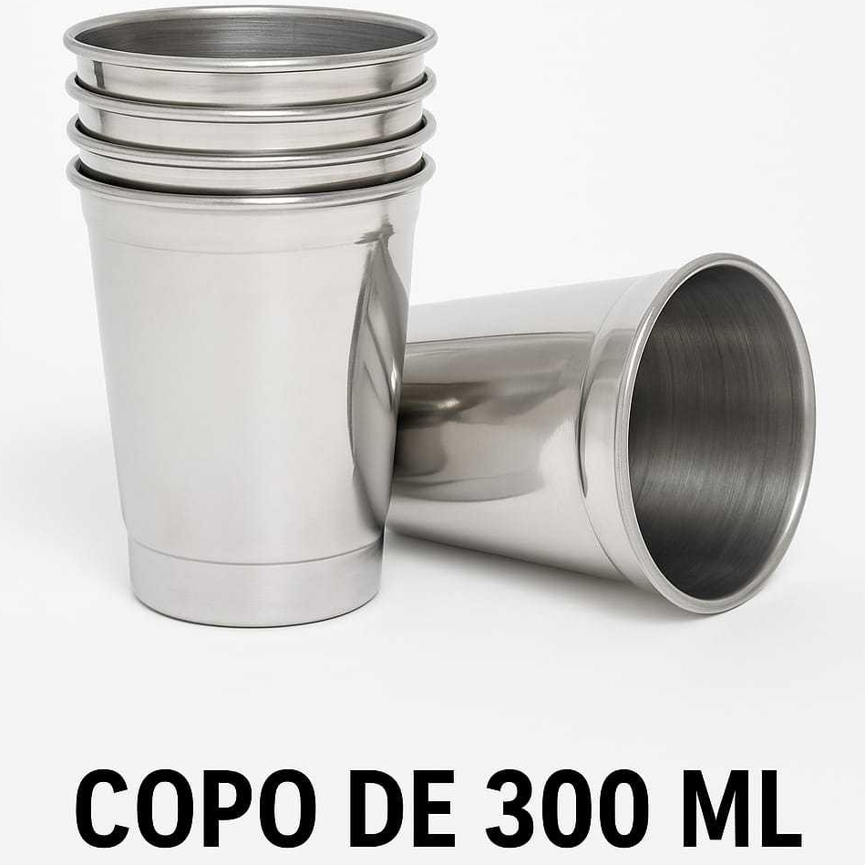 Kit Copos de Alumínio Polido Alto Brilho 300 ml Premium - Bebidas Cerveja Churrasco Bar Festa Drinks