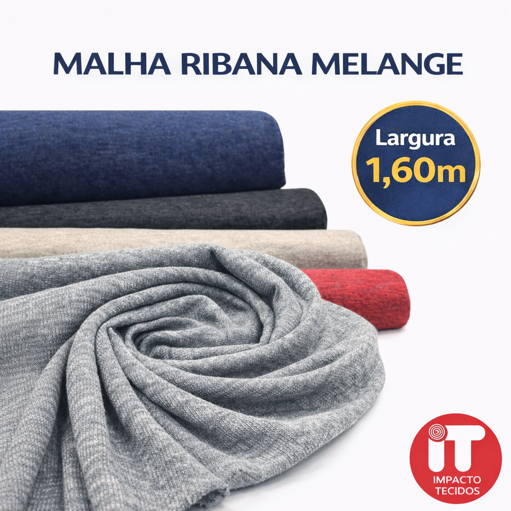Tecido Malha Ribana Melange Para Blusa Calça e Conjuntos 1,60 Largura