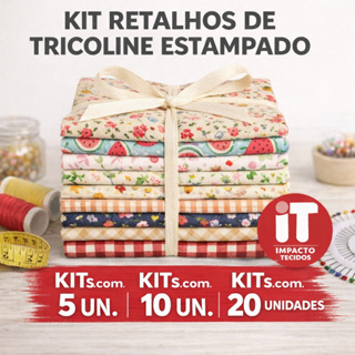 Retalho Tricoline 100% algodão - 25cm x 45cm de largura Kits em Oferta na Shopee