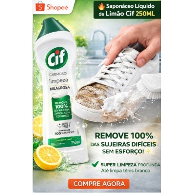 CIF Cremoso Limão 250ml  Limpeza Milagrosa Sem Esforco