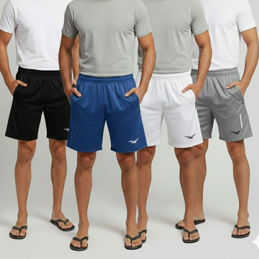Kit 4 Bermudas  Masculina Para Academia Bolsos Com Ziper Cordão Modelo 2026