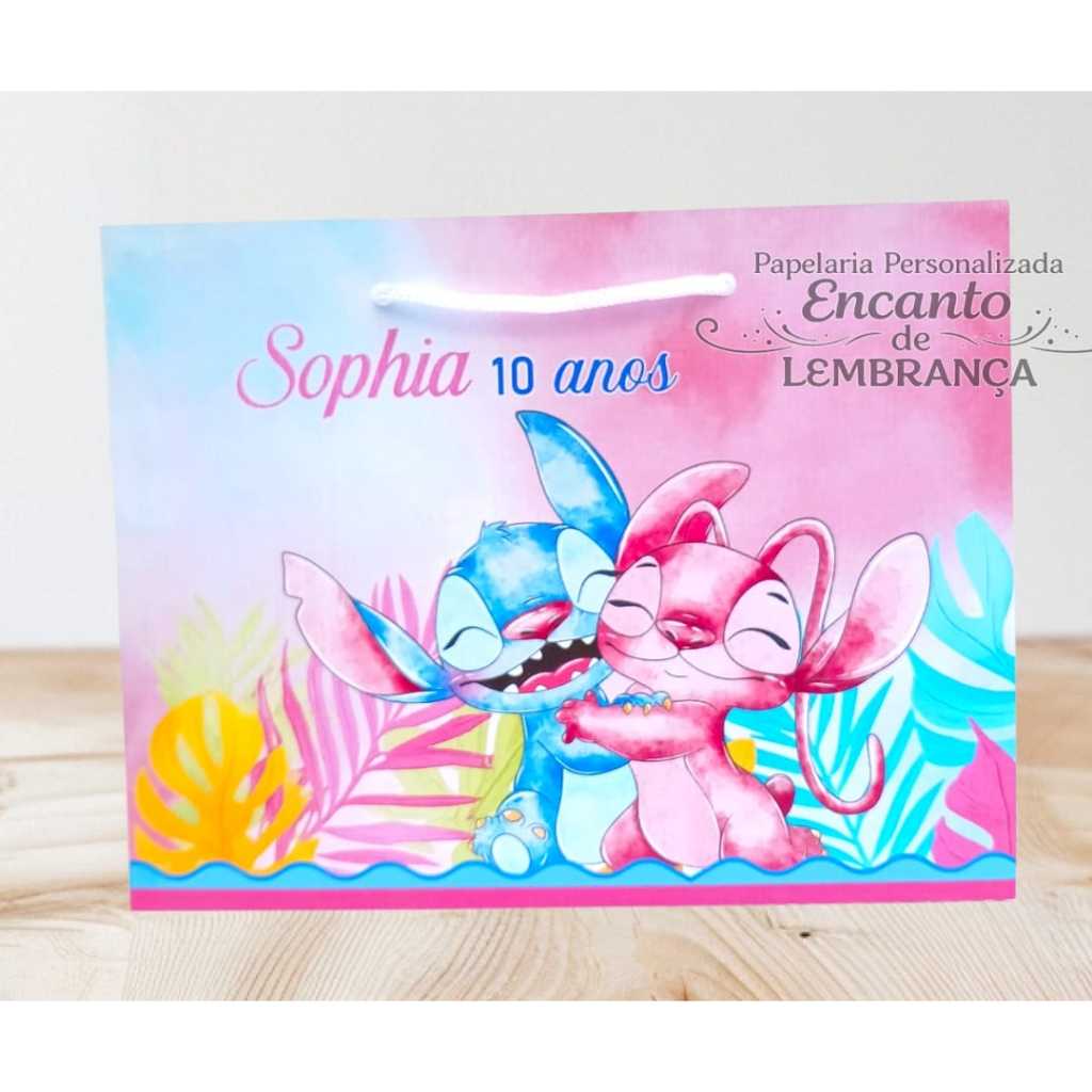 SACOLA STITCH  PERSONALIZADA - Sacolinha personalizada Stitch e angel - Sacola surpresa Stitch