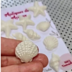 apliques de açúcar 100% comestível- Fundo do mar - mix conchas e estrelas 50un