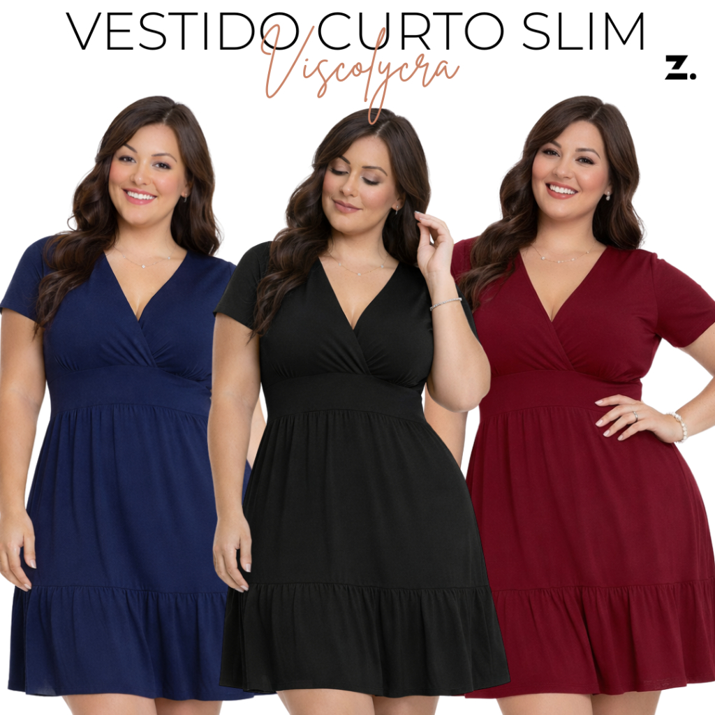 Vestido Liso Viscolycra Soltinho Curto Decote Em V Transpassado Conforto e Estilo 2203 em Oferta na Shopee