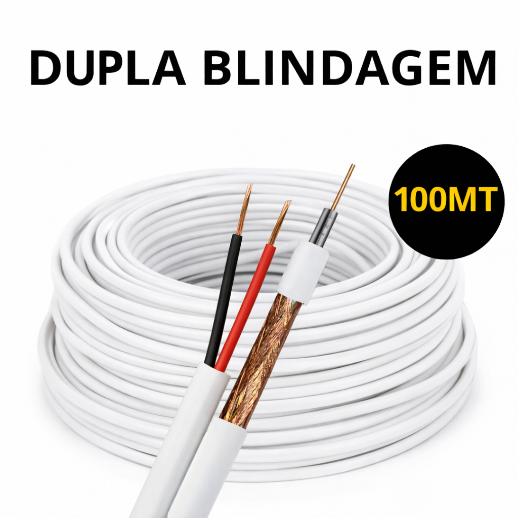 Cabo Coaxial 100M P/ Câmeras RF 4mm Bipolar Cftv 80% D.Blindagem em Oferta na Shopee