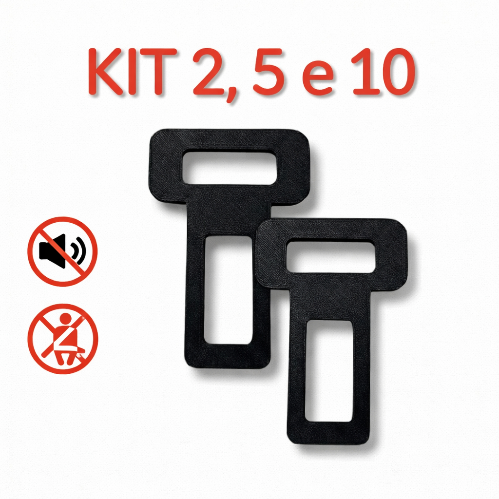 Kit Fivelas Anti Bip Anti Alarme Cinto de Segurança Carro Universal Lingueta Clip Automotivo Preto .